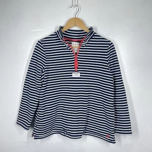 Joules 1/4 Zip Sweatshirt Womens Size 10 Blue White Striped Pullover Nautical - Picture 1 of 15