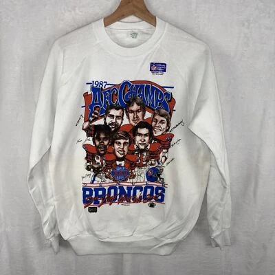 Suéter grande caricatura vintage nuevo con etiquetas Salem 1987 Denver Broncos NFL AFC Champs Foto 1 de 4