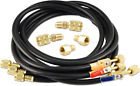 Manifold Gauge Hose Kit with Ball Valve and 4 Pieces Hose Adapters 3 Pieces 5FT