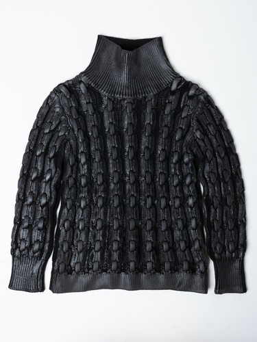 Maglione Dior Homme rivestito in cera maglia pesante lana FW03 lucentezza Hedi Slimane M