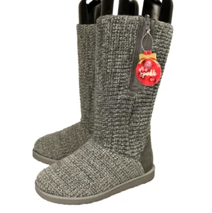 SO Tejido Cremallera Suéter Invierno Botas Plegables Media Pantorrilla Imitación Gamuza Tacón Gris 6M - Imagen 1 de 19