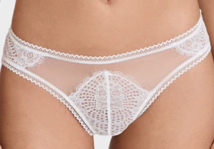 NEW Thistle and Spire Thong Womens XL Ivory Lace Mirage Sheer Panties Bridal - Picture 1 of 6
