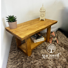 Rustic Farmhouse Solid Wood Coffee Table with shelf and Live edge style