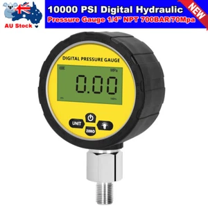 10000PSI Digital Hydraulic Pressure Gauge Manometer 1/4" NPT 700BAR/70Mpa Black - Picture 1 of 9