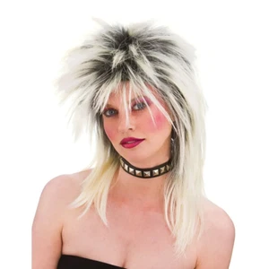 Rock Diva Wig Blonde Tina Turner Mullet Ladies Fancy Dress Costume Accessory 80s - Picture 1 of 1