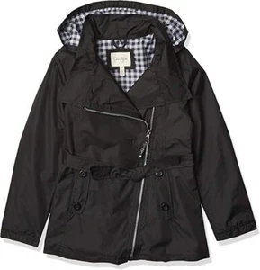 Jessica Simpson Girls' Black Gingham Pretty Trench Coat Size 4 5/6 6X - Picture 1 of 4