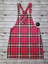 NWT Jolie & Joy Overall Jumper Dress Outfit Girls XL Red Pink Black Plaid *Z