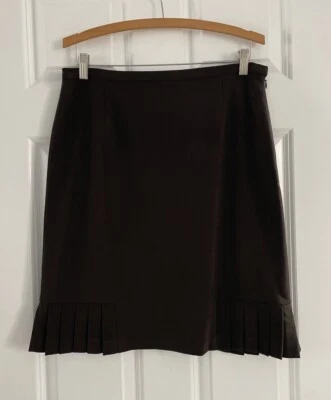 Apt 9 Pencil Skirt 10 Brown Pleated Hemline Academia Office Siren Career Stretch - Image 1 of 4