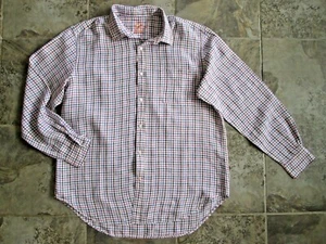 J.McLaughlin XL Button Down Men's Shirt 100% Linen Flax Checkered Red White Blue - Picture 1 of 5