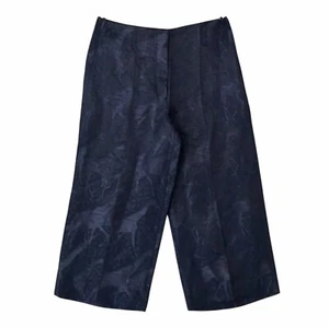 J Crew Linen Silk Jacquard Wide Leg Pants NWT Capri Giraffes Blue Women’s Sz 8 - Picture 1 of 11