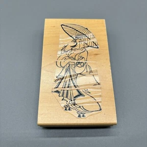 Stamps in Motion Holzstempel 1996 Geisha mit Regenschirm Vintage - Bild 1 von 6