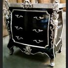CAMBRIDGE ORNATE 3 DRAW CABINET CHEST BLACK SILVER OR GOLD MAHOGANY HAND CARVED 