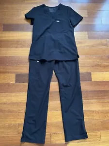 Figs black Kade Cargo Scrub Pants And Catarina One Pocket Top Sz S Excellent - Picture 1 of 15
