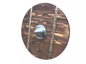 24" Medieval Medieval Boss Wood & Steel Viking Round shield Armor Templar Shield - Picture 1 of 7