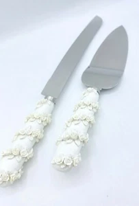 Wedding Elegant Cake Knife Server Set Faux Stainless Steel Our Wedding - Picture 1 of 5