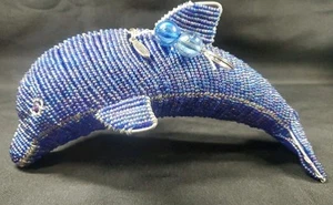 Atlantis Wire Glass Beaded Dolphin Sculpture Tropical Blue Ocean Fish 8.5" - Picture 1 of 7