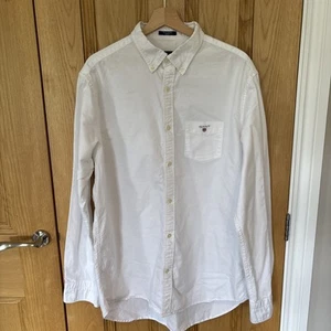 Gant White Oxford Shirt XL 17.5 Inches Logo Pocket Cotton Summer Men’s - Picture 1 of 22