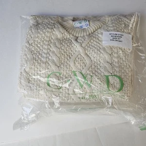 Girls Cable Knit Pull Over Sweater Natural Size 6 7 Cotton New in Bag Vintage - Picture 1 of 10