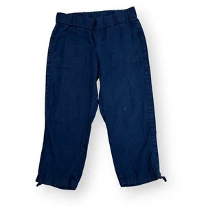 J. Jill Pure Jill Damen 100 % Leinen marineblau Pull-On Cropped Knöchelhose Medium - Bild 1 von 9
