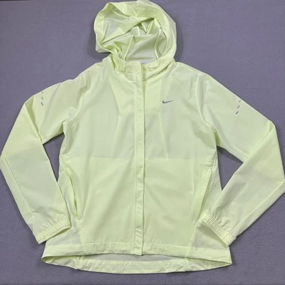 耐克 Swift 跑步夹克女式 Repel S 霓虹黄色连帽全拉链可打包 — 第 1/4 张图片