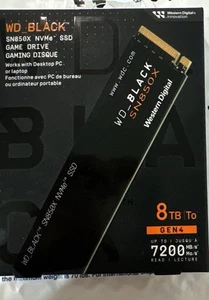 WD BLACK SN850X 8TB Gen4 M.2 SSD WDS800T2X0E NEW SEALED - Picture 1 of 2