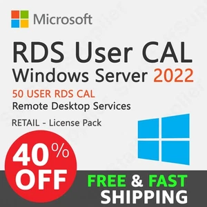 WINDOWS SERVER 2022 RDS [REMOTE DESKTOP SERVICES] 50 USER CAL NEW SEALED - Picture 1 of 13