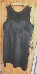 NEXT BLACK BODYCON DRESS  24  STRETCH   PLUS SIZE   NET TRIM calf length - Picture 1 of 2