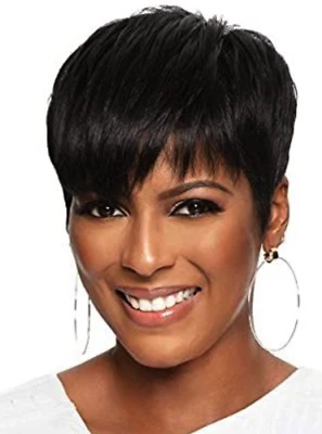 Короткие черные парики Pixie Cut из натуральных человеческих волос без кружева для черных женщин  - Изображение 1 из 4