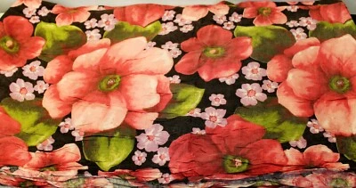 De Colección Rosa Púrpura Floral Poliéster Arrugado Tela Verde Jardín Flores 42"  Foto 1 de 4