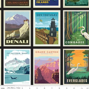 Nationalparks Poster schwarz von Anderson Design Group für Riley Blake, 20 Zoll  - Bild 1 von 1