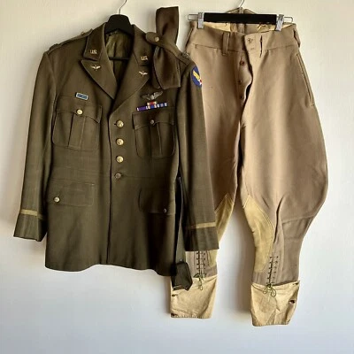 WWII Named Pilot Uniform Major Army Air Corps Coat & Pink Breeches - Image 1 of 4