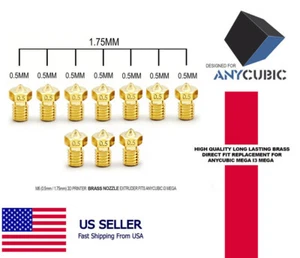 10X Lot ANYCUBIC J-HEAD M6 0.35mm Brass Nozzle @ 1.75mm Filament 3D Printer BEST - Picture 1 of 3