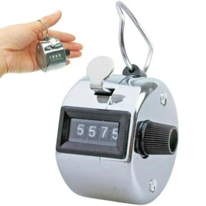 Hand Tally Counter Number Clicker 4 Digit Manual Mechanical Metal Thumb Palm Fit - Picture 1 of 12
