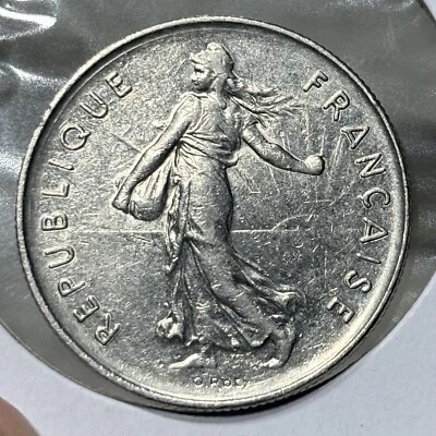 1992 France 5 Francs Five Standard Noncommemorative - Image 1 of 2