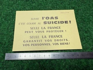 TRACT SUR L' O A S 1962 ALGERIEN NR. 113 - Bild 1 von 2