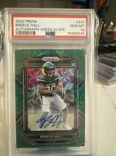 Breece Hall Green Scope Prizm /75 Rookie Card PSA 10 Color Match