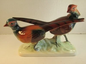 Double Pheasant Birds Fine Vintage German Porcelain Figurine 7X9" - Picture 1 of 5
