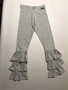 Matilda Jane Gray & White Striped Bennys Leggings Girls Size 14 - Picture 1 of 4