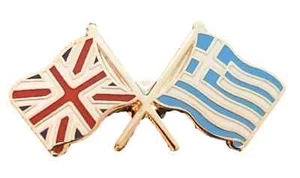 Union Jack & Greece Flags Friendship Courtesy  enamel  Lapel Pin Badge T370 - Picture 1 of 4