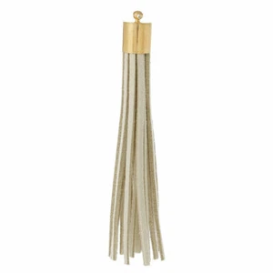 2 Velvet Faux Suede Tassel Pendants Off-white 80mm(3 1/8") x 10mm( 3/8") - Picture 1 of 3