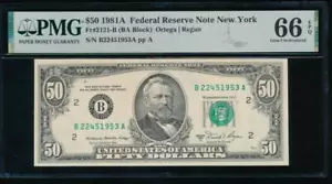 AC 1981A $50 New York FRN PMG 66 EPQ Fr 2121-B - Picture 1 of 2