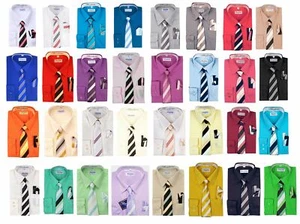 BERLIONI ITALY TODDLERS KIDS BOYS LONG SLEEVE DRESS SHIRT SET WITH TIE & HANKY - Picture 1 of 26