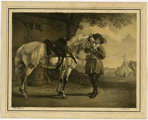 Antique Master Print-GENRE-HORSE-ENCAMPMENT-EARLY LITHOGRAPHY-Cuyp-Heydeck-1817 - Picture 1 of 4
