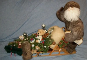 ALASKA CHRISTMAS FOLK ART DOG SLED NIKISKI SANTA CLAUS SLEIGH MOUNTAIN MAN TOYS - Picture 1 of 12