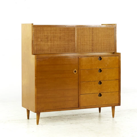 Edmond Spence Mid Century Maple Highboy Dresser Cover