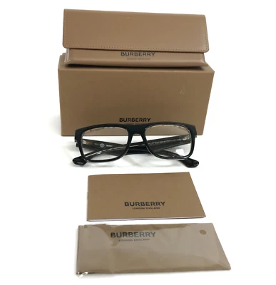 Burberry Eyeglasses Frames B2411 4121 Top Black on Vintage Check 55-18-145 - Image 1 of 4