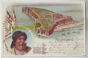 Litho Helgoland Gedicht 1903 Pinneberg Schleswig coloriert - Bild 1 von 4