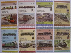1987 GRENADINES Set #7 Train Locomotive Railway Stamps (Leaders of the World) - Picture 1 of 1