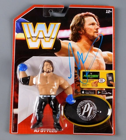 AJ Styles Signed WWE Wrestling Action Figure Wrestler RAW Mattel Bullet Club Cover