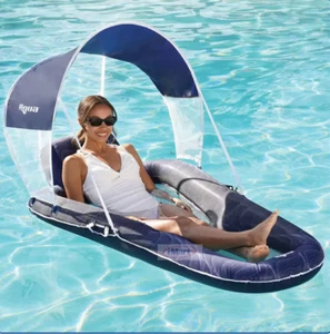 Aqua Luxury Pool Floating Extra Large Lounge with Canopy Floating Chair New - Picture 1 of 4
